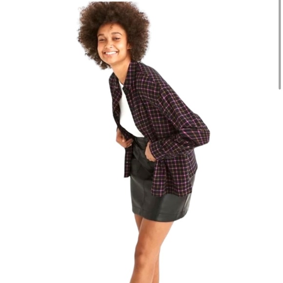 Madewell Plaid Flannel Pink Black and Tan Button Down Shirt Size Large / L - Picture 2 of 12